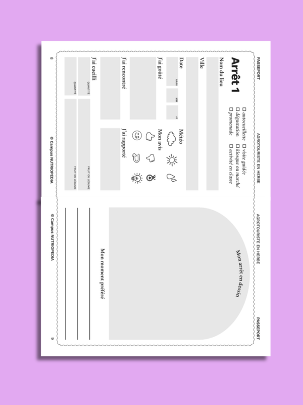 Lot passeports agrotouriste en herbe - mois de la nutrition, imprimés au Québec