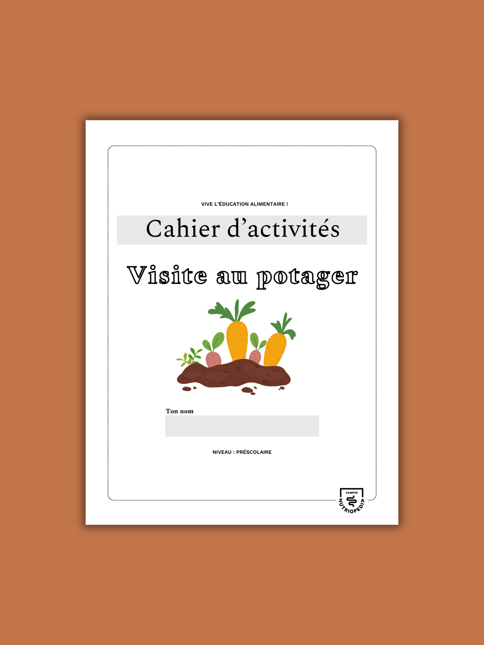 Cahier d'activités à imprimer pour l'éducation alimentaire - Visite au potager!