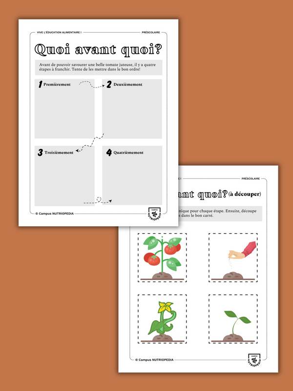 Cahier d'activités à imprimer pour l'éducation alimentaire - Visite au potager!