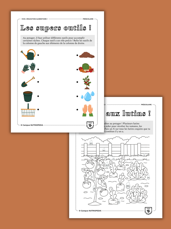 Cahier d'activités à imprimer pour l'éducation alimentaire - Visite au potager!