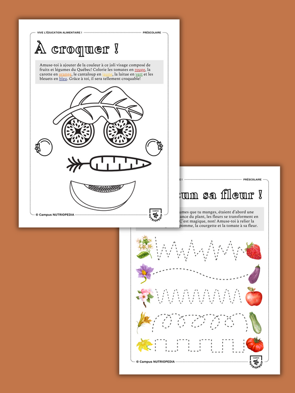 Cahier d'activités à imprimer pour l'éducation alimentaire - Visite au potager!