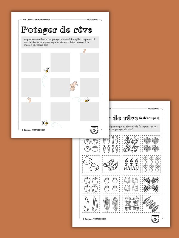 Cahier d'activités à imprimer pour l'éducation alimentaire - Visite au potager!