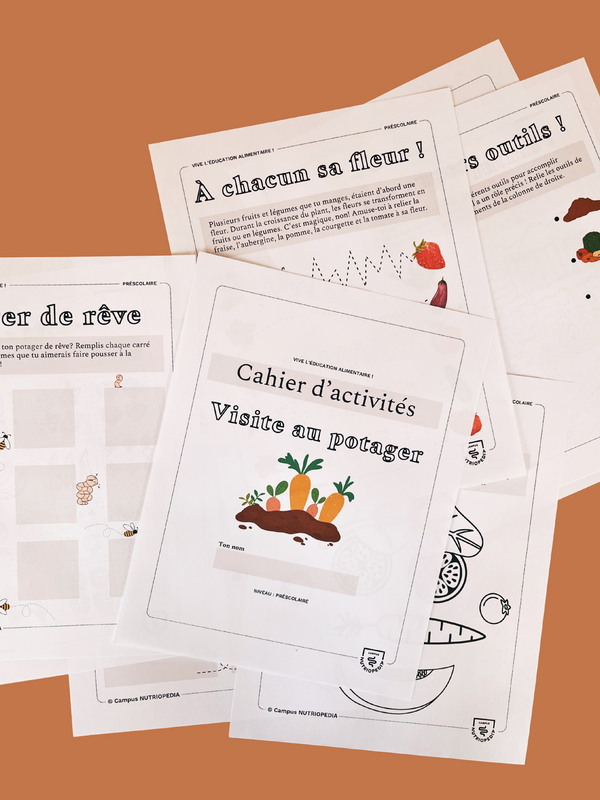 Cahier d'activités à imprimer pour l'éducation alimentaire - Visite au potager!