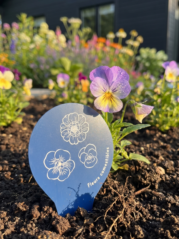 Étiquettes de fleurs comestibles pour semis et potager, fabriqués au Québec