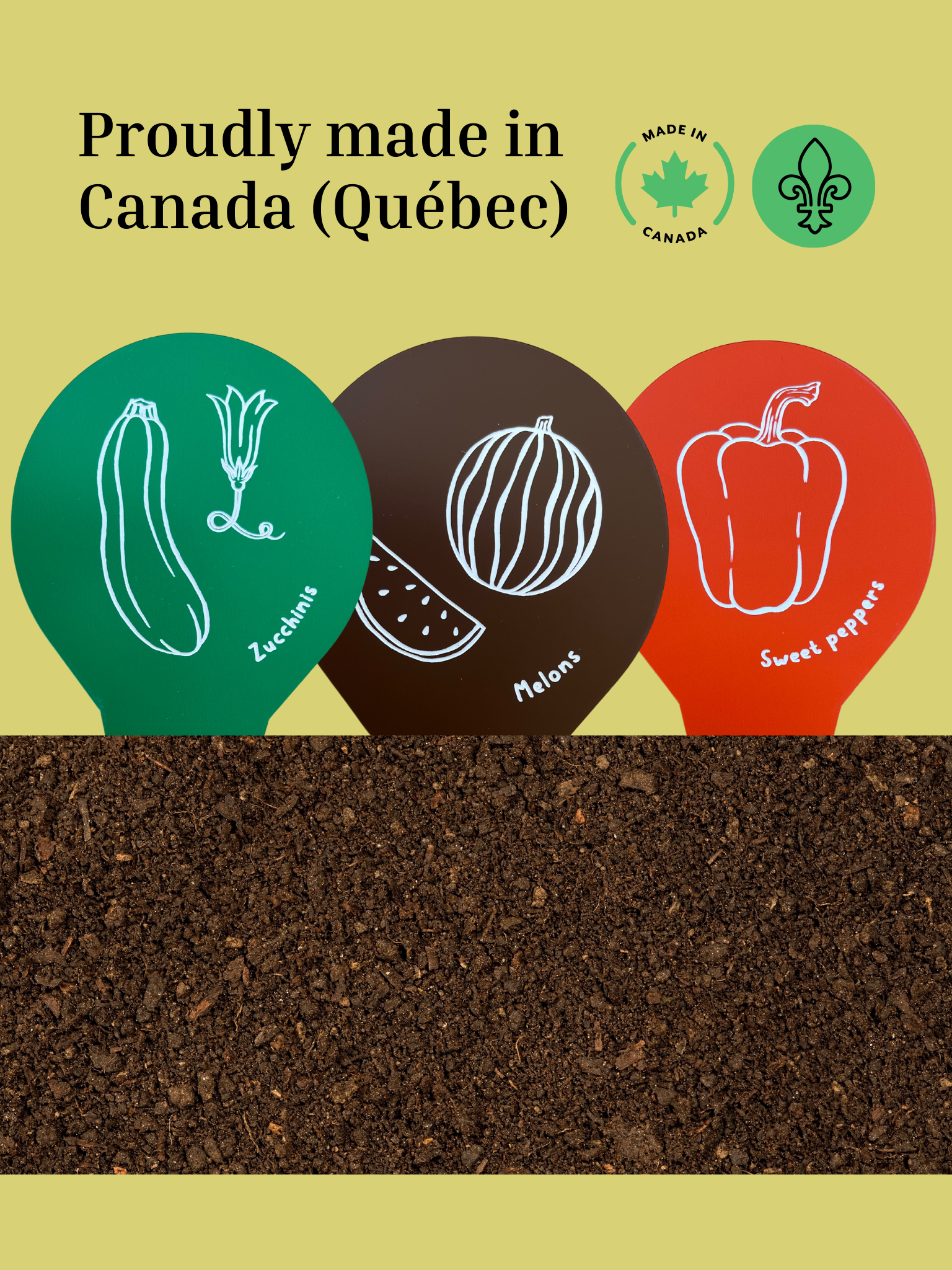 Garden Markers, Plant Labels, Fruits and Vegetables Illustration, made in Quebec, Canada