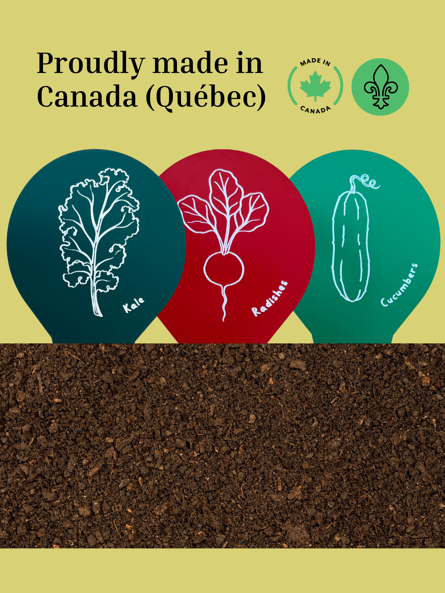 Garden Markers, Plant Labels, Fruits and Vegetables Illustration, made in Quebec, Canada