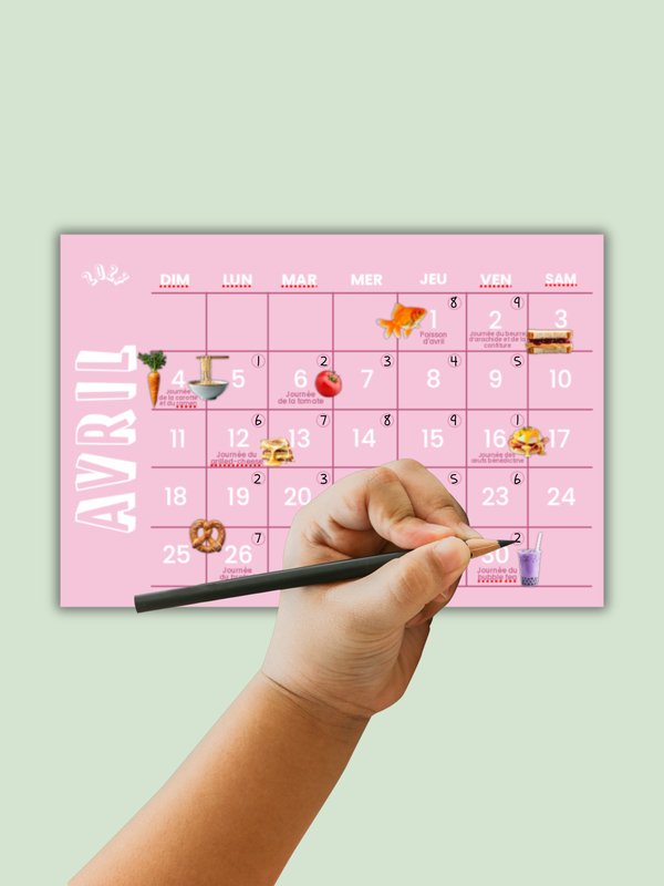 Calendrier scolaire - journées des aliments, imprimé au Québec