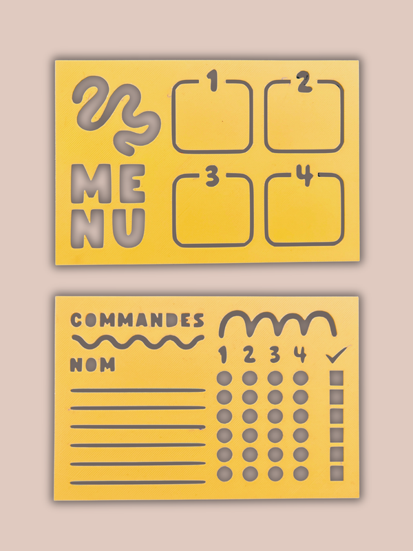 Mon petit resto – menu & prise de commandes avec pochoirs, fabriqué au Québec